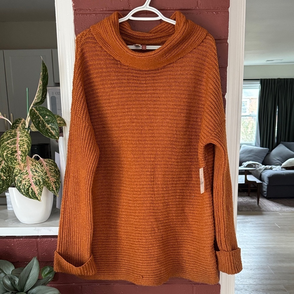 Pilcro Anthropologie Women's Burnt Orange Cowl Neck Sweater Medium